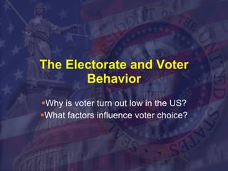 The Electorate and Voter Behavior ,[object Object],[object Object]