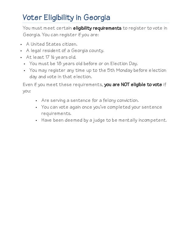 Voter eligibility in