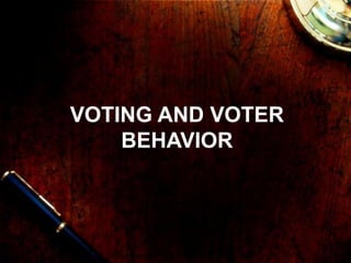 VOTING AND VOTER
BEHAVIOR
 
