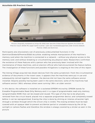 Accuvote Machine DEF CON 27 - Voting village - report defcon27 hires | PDF