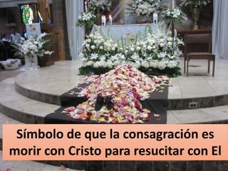 Símbolo de que la consagración es
morir con Cristo para resucitar con El
 