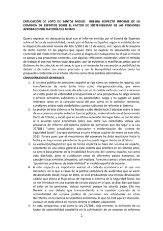 2
EXPLICACIÓN DE VOTO DE SANTOS MIGUEL RUESGA RESPECTO INFORME DE LA
COMISION DE EXPERTOS SOBRE EL FACTOR DE SOSTENIBILIDA...