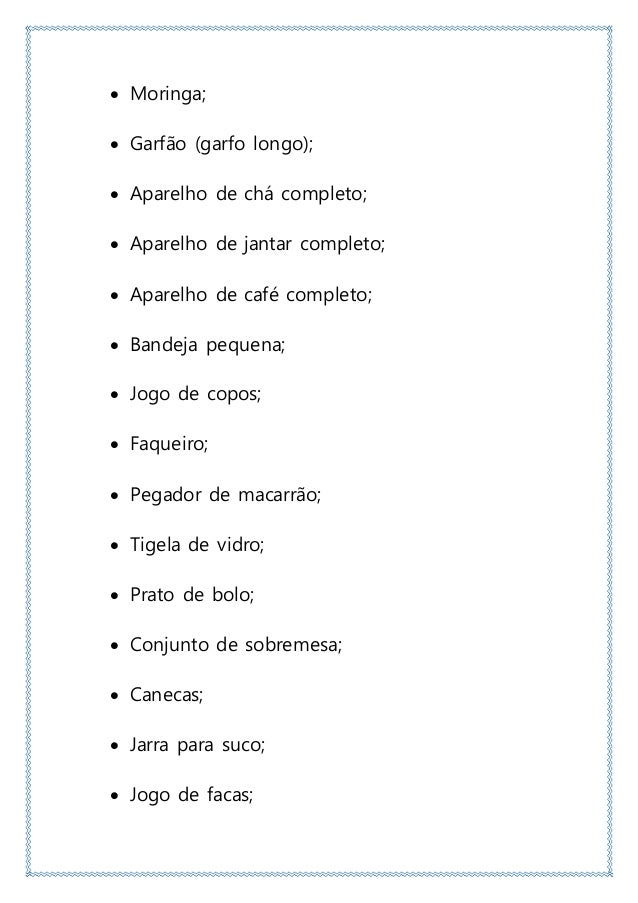Lista de Enxoval e Móveis para sua casa. Lista de Enxoval e Móveis para sua casa.
