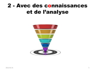 2 - Avec des connaissances
         et de l’analyse




2012-02-25                     5
 