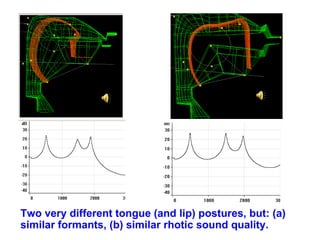 Two very different tongue (and lip) postures, but: (a) similar formants, (b) similar rhotic sound quality.   