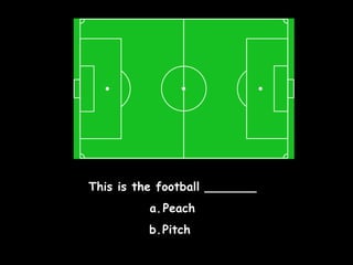 This is the football _______
a. Peach
b.Pitch

 