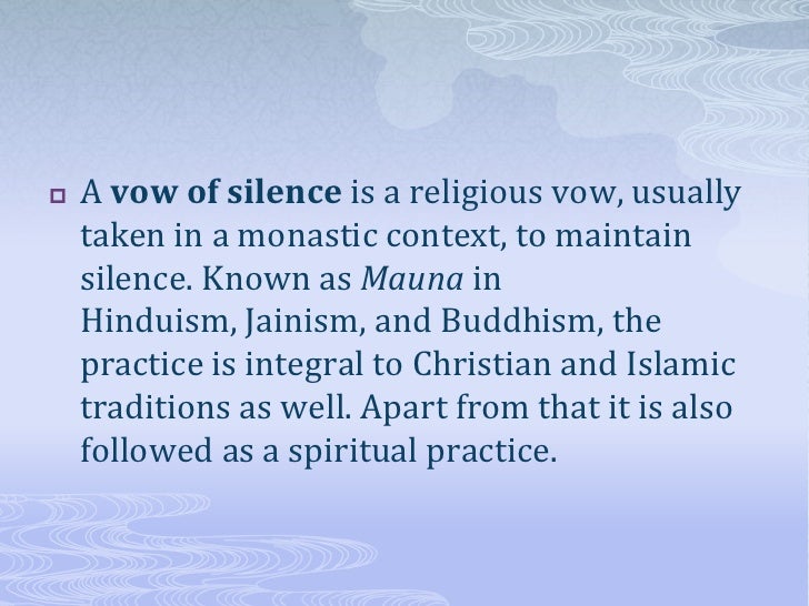 Image result for vow of silence