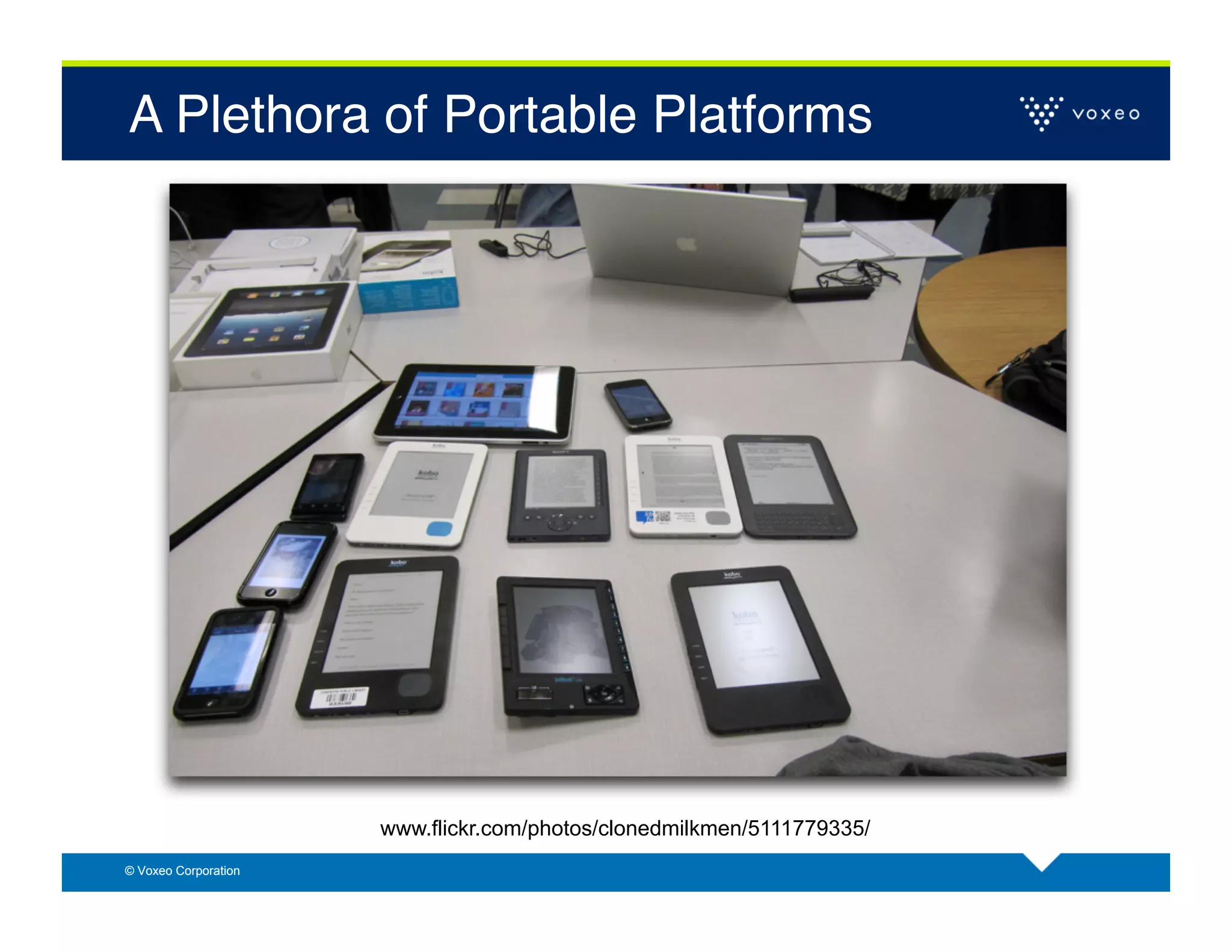 A Plethora of Portable Platforms!




                      www.flickr.com/photos/clonedmilkmen/5111779335/
© Voxeo Corporation
 