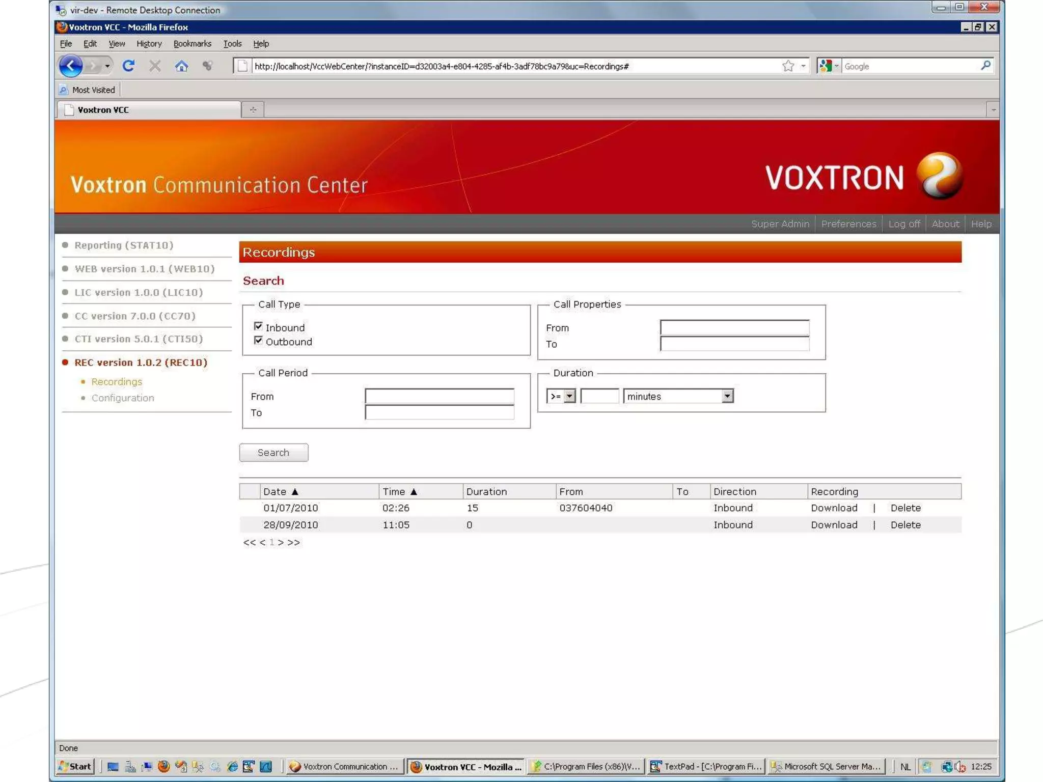 April 2012   Voxtron Communication Center   74
 