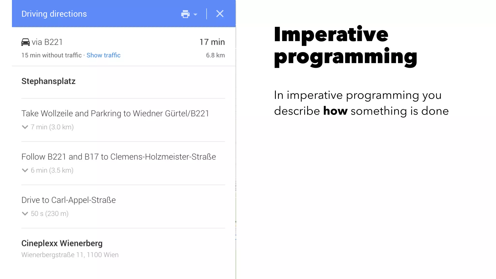 Imperative
programming
In imperative programming you
describe how something is done
 