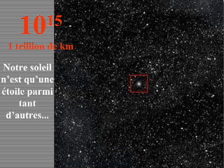 Notre soleil n’est qu’une étoile parmi tant d’autres... 10 15 1 trillion de km 