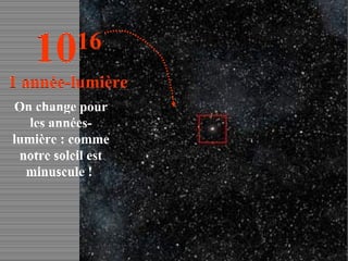 On change pour les années-lumière : comme notre soleil est minuscule !  10 16 1 année-lumière 