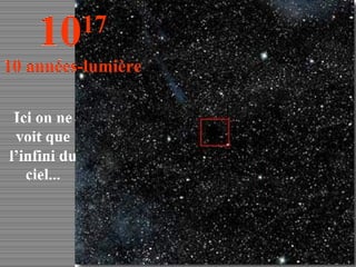 Ici on ne voit que l’infini du ciel... 10 17 10 années-lumière 