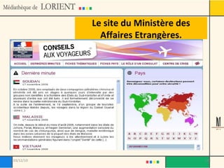 Le site du Ministère des Affaires Etrangères. 03/12/10 