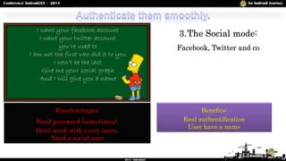 14
3.The Social mode:
Facebook, Twitter and co
Disadvantages:
Need password (sometimes),
Don't work with every users,
Need...