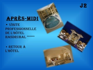 J2 Après-midi Visite professionnelle de l’hôtel Hasdrubal ******  Retour à l’hôtel 