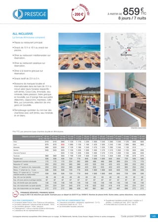 ..................................................................................................................................................................................................................................................................................................
149Compagnies aériennes susceptibles d’être utilisées pour ce voyage : Air Méditerranée, Hermès, Europ Airpost, Aegean Airlines ou autres compagnies.
€
ttcà partir de 859
Nos prix comprennent
•	 Le transport aérien France / Kos / France sur vols spéciaux,
•	 Les taxes d’aéroports / carbone et frais de dossier : 130 €,
•	 Les transferts aéroport / hôtel / aéroport,
•	 L’hébergement 7 nuits en chambre double en All Inclusive,
•	 L’assistance de nos représentants locaux.
Nos prix ne comprennent pas
•	 L’assurance annulation, assistance, rapatriement : 3,4 %,
•	 L’assurance retard de vol : 15 €,
•	 Les éventuelles hausses carburant.
•	 Supplément transferts privatifs (maxi 3 adultes ou 2
adultes + 2 enfants par taxi) : 80 € / taxi A/R.
•	 Forfait bébé de 0 à moins de 2 ans : 80 €.
Prix TTC par personne base chambre double en All Inclusive.
Code produit GRKGSAKP
8 jours / 7 nuits
all inclusive
La formule All Inclusive comprend
•	Repas au restaurant principal.
•	Snack de 10 h à 18 h au snack bar
piscine.
•	Dîner au restaurant méditerranéen sur
réservation.
•	Dîner au restaurant asiatique sur
réservation.
•	Dîner à la taverne grecque sur
réservation.
•	Snack tardif de 23 h à 5 h.
•	Boissons de marques locales et
internationales dans les bars de 10 h à
minuit selon leurs horaires respectifs :
soft drinks, Coca-Cola, limonade, eau
minérale, bière pression, bière grecque
en bouteille, jus d’orange frais aux petits
déjeuners, cappuccino, expresso, café
filtre, jus concentrés, sélection de vins
grecs en bouteille.
•	Remplissage quotidien du mini bar des
chambres avec soft drinks, eau minérale
et vin blanc.
Kos
Kardamena
Départs compris entre le
et le
30 avr
06 mai
07 mai
13 mai
14 mai
20 mai
21 mai
10 juin
11 juin
17 juin
18 juin
01 juil
02 juil
29 juil
30 juil
19 août
20 août
26 août
27 août
09 sep
10 sep
23 sep
24 sep
30 sep
01 oct
07 oct
Paris 919 919 899 1 129 1 179 1 239 1 469 1 549 1 289 1 239 1 129 909 909
Lyon 879 879 859 1 089 1 139 1 199 1 429 1 509 1 249 1 199 1 089 869 869
Marseille 969 929 909 1 139 1 189 1 249 1 479 1 559 1 299 1 249 1 139 919 -
Nantes 949 949 929 1 159 1 209 1 269 1 499 1 579 1 319 1 269 1 159 939 939
Clermont-Ferrand - - 929 1 159 1 209 1 269 1 499 1 579 1 319 1 269 1 159 939 939
Toulouse 989 989 969 1 199 1 249 1 309 1 539 1 619 1 359 1 309 1 199 979 979
Terrestre seul 506 506 506 729 778 846 1 069 1 069 846 846 729 506 506
Supplément chambre individuelle 175 175 175 224 282 369 486 486 369 369 224 175 175
Réduction 3ème
adulte 253 253 253 365 389 423 535 535 423 423 365 253 253
Réduc. 4ème
adulte en chb. maisonnette 253 253 253 365 389 423 535 535 423 423 365 253 253
Réduc. 1er
enfant de 2 à - 14 ans 506 506 506 729 778 846 1 069 1 069 846 846 729 506 506
Réduc. 2ème
enfant de 2 à - 14 ans en
chambre famille ou maisonnette
506 506 506 729 778 846 1 069 1 069 846 846 729 506 506
Sup. chb vue mer (adulte) 49 49 49 49 49 49 49 49 49 49 49 49 49
Sup. chb avec piscine à partager (adulte) 97 97 97 97 97 97 97 97 97 97 97 97 97
Sup. chb famille open plan (adulte) 146 146 146 146 146 146 146 146 146 146 146 146 146
Sup. chb maisonnette vue jardin (adulte) 224 224 224 340 379 418 632 632 418 418 340 224 224
Sup. chb maisonnette vue mer (adulte) 272 272 272 389 428 467 681 681 467 467 389 272 272
*PREMIERS RÉSERVÉS, PREMIERS SERVIS
Jusqu’à 200 € de réduction par adulte. Exemple pour un départ du 02/07/15 au 19/08/15. Nombre de places limité. Autres dates, autres réductions : nous consulter.
RÉSER
VEZTÔT
- 200 €*
RÉSER
VEZTÔT
- 200 €*
Chambre maisonnette
 