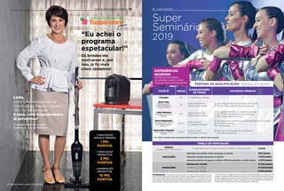 FOTO EM TRATAMENTO
Clube de Oportunidades
premium
Leila,
Líder Empreendedora da
Distribuição Magma (Jacareí/
SP), fez seu resgate!
E você, Líder Empreendedor,
já aproveitou?
“Eu achei o
programa
espetacular!”
1 INDICAÇÃO
(PEDIDO MÍNIMO)
1 MIL
PONTOS
1 INDICAÇÃO
PRODUTIVA
2 MIL
PONTOS
1 NOMEAÇÃO
PRODUTIVA
10 MIL
PONTOS
O restante dos itens você
confere no Site de Pedidos
Os brindes me
motivaram e, por
isso, já fiz mais
cinco cadastros!
Para mais informações, consulte seu Distribuidor.
CONSIDERAÇÕES: • Participantes não podem estar em débito.- Vendas e Recrutamento do
grupo ou distrito filhote, se nomeados dentro do período de qualificação do incentivo, contarão
para o grupo/ distrito mãe durante todo o período de qualificação*. • As nomeadas fora do pe-
ríodo de qualificação terão somente suas vendas contadas para o grupo mãe dentro do período
das 13 semanas, conforme tabela Vanguard. • Nomeações com grau de parentesco não contam.
• Vendas precisam ser pagas até a última semana de qualificação(pagamentos posteriores não
contam).•OsparentesdeDistribuidoresquesãopartedaForçadeVendasparticiparãodoSuper
Seminário, desde que cumpram os critérios lançados, mas não farão parte dos reconhecimen-
tos que acontecerão durante o evento. • Verifique o valor de participação com seu Distribuidor.
• Poderá haver lançamentos extras durante o período de qualificação.
TABELA DE PONTUAÇÃO
VENDAS
(Tupperware e Nutrimetics)
A cada R$ 1,00 em vendas de grupo ou distrito, você conquista 1 ponto
INDICAÇÕES
NOMEAÇÕES
15.000 pontos
10.000 pontos
5.000 pontos
500 pontos
1.000 pontos
2.000 pontos
Indicação com pedido mínimo de grupo ou distrito
Indicação produtiva de grupo ou distrito
Indicação produtiva do grupo ou distrito APÓS ter cumprido o critério mínimo
Semanas 09 a 16.2019
Semanas 17 a 24.2019
Semanas 25 a 28.2019
PERÍODO DE QUALIFICAÇÃO: SEMANAS 09 A 28.2019
EXPERIÊNCIAS
INCRÍVEIS
Momentos de alegria,
movimento, cores e muita
diversão. Será surpreendente!
2019
Super
Seminário
VOCÊ É? VAGAS
CONQUISTARÃO
AS VAGAS
CRITÉRIOS MÍNIMOS
Consultor 20 Os melhores em Vendas
Novo Líder
(Nomeado a partir
da Sem 09.2018 até a
semana 08.2019)*
130
Quem alcançar as
maiores pontuações
Ser Vanguard Bronze na média do período
Ter 35 indicações produtivas de grupo
Líder Veterano
(Nomeado até a semana
08.2018)
400
Quem alcançar as
maiores pontuações
Ser Vanguard Prata na média do período
Ter 45 indicações produtivas de grupo
Ter 1 nomeação produtiva
Novo Empresário
(Nomeado a partir da Sem
09.2018 até a semana
08.2019)*
TODOS
Quem cumprir
os critérios mínimos
Ter uma venda de distrito de R$ 448.500,00 no período
Ter 60 indicações
3 nomeações
Empresário Veterano
(Nomeado até a semana
08.2018)
TODOS
Quem cumprir
os critérios mínimos
Ser Círculo da Excelência nível Bronze
na média do período.
*(Os Líderes nomeados após esse período deverão cumprir os critérios como Consultor)
1110CLUBE DE OPORTUNIDADES PREMIUM SUPER SEMINÁRIO
 