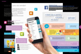 Se você ainda tiver dúvidas, fale com seu Líder.
CADASTRE-SE PARA QUE SEU PERFIL DO FACEBOOK FIQUE
DISPONÍVEL E SEJA ENCONTRADO POR NOVOS CLIENTES!
Os clientes interessados em comprar Tupperware
vão receber nossos anúncios no Facebook com
uma indicação para entrar em nosso Messenger
e se conectar com um Consultor.1
3
5
2
4
Se o cliente estiver
próximo à sua localização
e pertencer à sua mesma
faixa etária, você aparecerá
como uma das opções
de Consultor para ele
escolher.
Quando um cliente enviar uma mensagem, ela
ficará em suas SOLICITAÇÕES DE MENSAGENS
no Facebook Messenger. Fique atento!
Após o atendimento, os clientes poderão
avaliar você. Quanto maior sua pontuação
no ranking, mais bem posicionado você
aparecerá e com mais chances
de se destacar.
DICA: ORGANIZE-SE PARA ACESSAR AS MENSAGENS
EM SEU MESSENGER DUAS VEZES POR DIA.
ASSIM, VOCÊ NÃO DEIXA O CLIENTE ESPERANDO.
APROVEITE ESTE CANAL DE COMUNICAÇÃO
E TODAS AS NOVIDADES PARA VENDER AINDA MAIS!
Ao optar por encontrar um
Consultor, ele informará
dados como CEP e idade.
COMO OS CLIENTES
CHEGARÃO
ATÉ VOCÊ?
Confira neste
passo a passo!
6 Agora, é só conversar
com ele e fazer a venda.
Novas tecnologias
Já imaginou ficar pertinho de seus clientes com
apenas um toque no celular? Confira as novas
ferramentas de trabalho da Tupperware!
Sem abrir mão das Experiências, o aplicativo Meu Tupperware
e a Assistente Virtual vêm para transformar o relacionamento
com seus clientes e aumentar suas vendas.
Conheça os principais benefícios para você já sair utilizando!
Aplicativo Meu Tupperware
Seus pedidos off-line!
Assistente Virtual
Cada tigela tem sua tampa, e nós ajudamos você a encontrar a sua!
Vitrine: faça seus pedidos
clicando em cima do produto,
sem precisar digitar o código
ou entrar no Site de Pedidos!
•	 Depois do Vitrine baixado, faça todos os pedidos off-line
e use seu pacote de dados de internet ou rede Wi-Fi
somente na hora de enviá-los à Distribuição
•	 Faça os pedidos separando-os por clientes. Assim,
você terá mais controle sobre o que cada um
comprou e a entrega dos produtos ficará bem simples!
•	 Controle suas vendas pessoais (Consultores)
e por Grupo/Distrito (Líderes e Empresários)
Menu: encontre tudo o que precisa de uma
maneira bem simples: pedidos, venda pessoal,
Vitrines, Revista Você Pode, clientes, incentivos
do período, calendário, entre outras informações
Baixe o App na loja de serviços do seu smartphone,
sem custo! GooglePlay ou Apple Store
Uma ferramenta dentro das fanpages oficiais da Tupperware no Facebook, @TupperwareBrasil
e @TupperwareBrasilSóConsultores, passa a ser sua maior aliada, auxiliando você, Consultor,
que quer vender ainda mais, a se conectar de maneira rápida com novos clientes
e aumentar a sua rede.
Inove seu jeito de vender!
6 7
12:02 75%
3
Vitrine 10 2017
Facilita na
hora de beber
Eles chegaram para animar a criançada
#DiaDasCriançasFavorito
*Não colocar bebidas quentes ou gaseificadas
802523 | Copo com Bico Minions*
470ml
8,2 comprimento X 8,6 largura
X 22,3 altura (cm)
Categoria: Infantil
R$
41,00
802529 | Potinho Minions
140ml cada
8,3 diâmetro X 5,3 altura (cm)
Categoria: Infantil
R$
20,00 cada
Leve
1 Copo com Bico Minions 470ml
+ 1 Potinho Minions 140ml
Por: R$
44,00 o conjunto
Cód. do conjunto | 802564
Lançamentos
de desconto
no conjunto
cód.:802564
27%
3
AF_vitrine10_R03.indd 3 7/13/17 17:44
 
