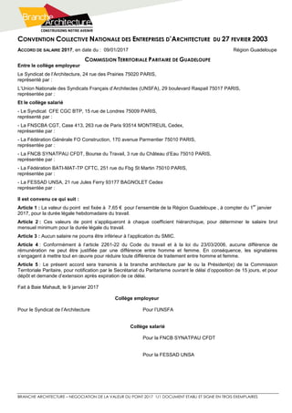 CONVENTION COLLECTIVE NATIONALE DES ENTREPRISES D’ARCHITECTURE DU 27 FEVRIER 2003
BRANCHE ARCHITECTURE – NEGOCIATION DE LA...