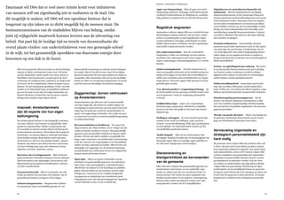 Bewoners, Ondernemers en Stadsbestuur
8382
Apps voor burgerschap D66 wil apps voor actief
burgerschap omarmen. Geslaagde voorbeelden zijn bij-
voorbeeld Verbeterdebuurt.nl, Wijhelpen.nl, crowdfun-
ding-platform voorjebuurt.nl van Netwerk Democratie.
Regeldruk wegnemen
Amsterdam verdient volgens D66 een overheid die haar
doelstellingen zodanig realiseert, dat bewoners, onder-
nemers en professionals zo min mogelijk door regels
worden gehinderd. Onnodige, achterhaalde en ondui-
delijke regels moeten verdwijnen, terwijl vergunningen
juist sneller toegekend moeten worden.
Eén ondernemersloket Met als voorbeeld het
burgerloket, is D66 voor inrichting van één onderne-
mersloket waar ondernemers met al hun vragen over
regels, vergunningen, bestemmingsplannen e.d. terecht
kunnen.
Ondernemingsdossier Dit stelt ondernemers in
staat om bepaalde informatie uit de bedrijfsvoering een-
malig vast te leggen en meerdere keren beschikbaar te
stellen aan overheden zoals toezichthouders en vergun-
ningverleners. Dit moet volgens D66 omarmd en actief
gebruikt gaan worden.
‘Lex silencio positivo’-vergunningverlening Als
de doorlooptijd van een aanvraag verstrijkt zonder actie
van de gemeente, wordt de vergunning automatisch
verleend.
Gelijktrekken leges Leges voor vergunningen,
bouwaanvragen, paspoorten, uittreksels en degelijke,
moeten in de hele stad gelijk en niet meer dan kosten-
dekkend zijn.
Heffingen schrappen Er moet drastisch geschrapt
worden in het woud van heffingen, zoals: precario-,
reclame- en toeristenbelasting, OZB, leges, grondprijzen
en havengelden. De resterende lasten moeten op één
overzichtelijke jaarfactuur komen.
‘Kafka-brigade’ D66 wil een Amsterdamse ‘Kaf-
ka-brigade’ instellen die kijkt naar de doelmatigheid van
bestaande regels. D66 wil onnodige regels opheffen en
de resterende regelgeving vereenvoudigen.
Dienstverlening en
klantgerichtheid als kernwaarden
van de gemeente
D66 vindt dat er binnen het gemeentelijk apparaat een
transformatie moet komen van een ambtelijke orga-
nisatie en cultuur naar die van een dienstverlener en
kenniscentrum. Dit vereist een open organisatie met
flexibele medewerkers in een moderne werkomgeving.
Dit kan onder andere gerealiseerd worden door opti-
maal gebruik te maken van ICT-mogelijkheden.
Digitaliseren en centraliseren financiële ad-
ministratie Met het implementeren van digitale
administratieprocessen en het Amsterdam Financieel
Systeem (gemeente brede boekhouding) kan veel op per-
soneel bespaard worden. Daarnaast levert het stoppen
van het intern doorberekenen van facturen aan elkaar,
zowel cashflow reductie op, als een aanzienlijke vermin-
dering van intern administratiewerk. Eenzelfde soort
ontwikkeling is mogelijk bij personeelszaken. Centraal
overzicht is efficiënter dan iedereen zijn eigen afdeling
laten houden of optuigen.
Prestatie-indicatoren Gemeentelijke diensten
aansturen op prestatie-indicatoren (zoals de tijd waarin
een aanvraag van een bewoner of ondernemer succes-
vol wordt afgerond). Een snelle terugkoppeling binnen
enkele dagen of een aangeleverd dossier compleet is,
draagt sterk bij aan het verkorten van de doorlooptijd en
klantvriendelijkheid.
Kennis- en opleidingsniveau omhoog Bij centra-
le en uitvoerende diensten kunnen met meer scholing
veel fouten worden voorkomen, terwijl de zelfstan-
digheid wordt vergroot en innovatie en verbeteringen
sneller kunnen worden geïmplementeerd.
Online bereikbaarheid Amsterdam moet bereik-
baar zijn via online chatsessies, sociale media (Face-
book, Twitter etc.) en werken aan direct response, verge-
lijkbaar met dienstverlenende (commerciële) bedrijven.
Klachtenregeling persoonsgegevens Om de
privacy van mensen adequaat te beschermen, is D66
voor een verplichte (laagdrempelige) klachtenregeling
bij zowel private als publieke organisaties, die persoons-
gegevens gebruiken.
‘Bewijs van goede diensten’ D66 is van mening dat
de gemeente Amsterdam dit keurmerk van de Vereni-
ging van Nederlandse Gemeenten moet halen.
Vernieuwing organisatie en
strategisch personeelsbeleid zijn
hard nodig
De gemeente moet volgens D66 niet proberen alles zelf
te doen. Zij moet zich vooral richten op taken waartoe
haar organisatie optimaal is ingericht. Een aantal taken
zoals parkeerbeheer, afval en ICT moeten volgens D66
worden overgelaten aan gespecialiseerde organisaties.
Overgebleven gemeentelijke diensten moeten worden
gecentraliseerd en uniformer worden. Ook het ‘nieu-
we werken’ en ruimte bieden aan jong talent is hierbij
volgens D66 van groot belang. Hierbij mag de eigen
problematiek van boventalligheid binnen de gemeente
overigens nooit leidend zijn in de afweging om taken wel
of niet door de gemeente te laten uitvoeren. De kernta-
kendiscussie is leidend in het strategisch personeelbe-
leid.
D66 wil de gemeente slim hervormen en niet kortzichtig
snoeien in tijden van financieel zwaar weer. Dit betek-
ent dat Amsterdam ruimte maakt voor nieuw talent en
flexibiliteit. Dat de gemeente voorop loopt in de mod-
ernisering van werkprocessen: papierloos en desgewenst
een kwart van de werktijd thuis werken in plaats van op
kantoor. En dat de gemeente goedkoper werkt: van dure
locaties in de binnenstad naar een betaalbare stadscam-
pus aan de rand van de stad. Zo krijgt Amsterdam een
kleinere flexibeler overheid die snel op nieuwe ontwik-
kelingen kan inspelen tegen lagere kosten.
Inspraak: Amsterdammers
zijn dé experts van hun eigen
leefomgeving
Een democratisch bestuur is een belangrijke waarborg
van onze vrijheid. Goed bestuur is toegankelijk, trans-
parant en controleerbaar. Macht en tegenmacht zijn
in evenwicht en mensen moeten directe invloed op het
bestuur kunnen uitoefenen. Dit betekent direct gekozen
bestuurders, en mensen tijdig en voldoende betrekken
bij de besluitvorming. Want beleid wordt vaak beter
als bewoners er zelf over mee kunnen denken. Amster-
dammers zijn immers niet alleen inwoners met kennis
van hun leefomgeving, maar ook vakmensen (leraar,
ingenieur, hovenier, aannemer, jurist).
Bewoners als ervaringsexperts D66 wil dat het
gemeentebestuur bij besluitvorming en nieuwe plannen
allereerst luistert naar oplossingen van bewoners zelf.
Bijvoorbeeld op het gebied van leefbaarheid, verkeers-
overlast of parkeerdruk.
Inwonersreferenda D66 is voorstander van refe-
renda op initiatief van inwoners, die besluiten van de
gemeenteraad kunnen corrigeren of bevestigen.
Gekozen burgemeester Burgemeesters hebben
in toenemende mate een beleidsbepalende rol, wat
democratische benoeming en controle steeds belangrij-
ker maakt. D66 wil op alle niveau’s door de bevolking
gekozen bestuurders die hun eigen kabinet of college sa-
menstellen. D66 Amsterdam sluit aan op het landelijke
beleid van D66 over de gekozen burgemeester en steunt
actief de daarvoor benodigde (Grond)wetswijziging.
Zeggenschap: durven vertrouwen
op Amsterdammers
Amsterdammers zijn allereerst zelf verantwoordelijk
voor hun omgeving. Zij moeten de ruimte krijgen om
een bijdrage te kunnen leveren aan hun stad en hun leef-
omgeving. De gemeente neemt de Amsterdammer nu
nog te veel zeggenschap uit handen. Het is tijd om meer
te vertrouwen op actief en verantwoordelijk burgerschap
en ondernemerschap.
Bewonersinitiatieven faciliteren Hoe meer bin-
ding bewoners met elkaar hebben, des te veiliger zij zich
voelen en minder overlast ze ervaren. Het gemeentelijk
apparaat moet gezamenlijke initiatieven daarom onder-
steunen. Dit kan niet alleen middels een geldelijke bij-
drage, maar vooral door een faciliterende ondersteuning
zoals het verlenen van vergunningen en ter beschikking
stellen van data, materiaal en locaties. D66 ziet hier een
belangrijke rol weggelegd voor de bestuurscommissies
op stadsdeelniveau, omdat juist zij met een wijkgerichte
aanpak maatwerk kunnen leveren.
Open data D66 is een groot voorstander van het
ontsluiten van gemeentelijke gegevens voor gebruik in
Open Data, zoals openingstijden, criminaliteitscijfers,
effectiviteit van camera’s en de besteding van publieke
gelden. Dit kan leiden tot een toename van het veilig-
heidsgevoel, vertrouwen in de overheid, hergebruik
van gegevens en stimulering van economische groei.
Uitgangspunt moet zijn dat persoonsgegevens eigendom
van het individu en niet van de overheid zijn.
Daarnaast wil D66 dat er veel meer ruimte komt voor initiatieven
van mensen zelf om eigenhandig iets te realiseren in de stad. Om
dit mogelijk te maken, wil D66 wil een openbaar bestuur dat is
toegerust op zijn taken en zo dicht mogelijk bij de mensen staat. De
bestuurscommissies van de stadsdelen blijven van belang, omdat
juist zij wijkgericht maatwerk kunnen leveren aan de uitvoering van
beleid. Dat past bij de huidige tijd en trends van decentralisatie die
overal plaats vinden: van ouderinitiatieven voor een gemengde school
in de wijk, tot het gezamenlijk opwekken van duurzame energie door
bewoners op een dak in de buurt.
 