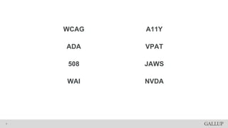 WCAG
ADA
508
WAI
A11Y
VPAT
JAWS
NVDA
5
 