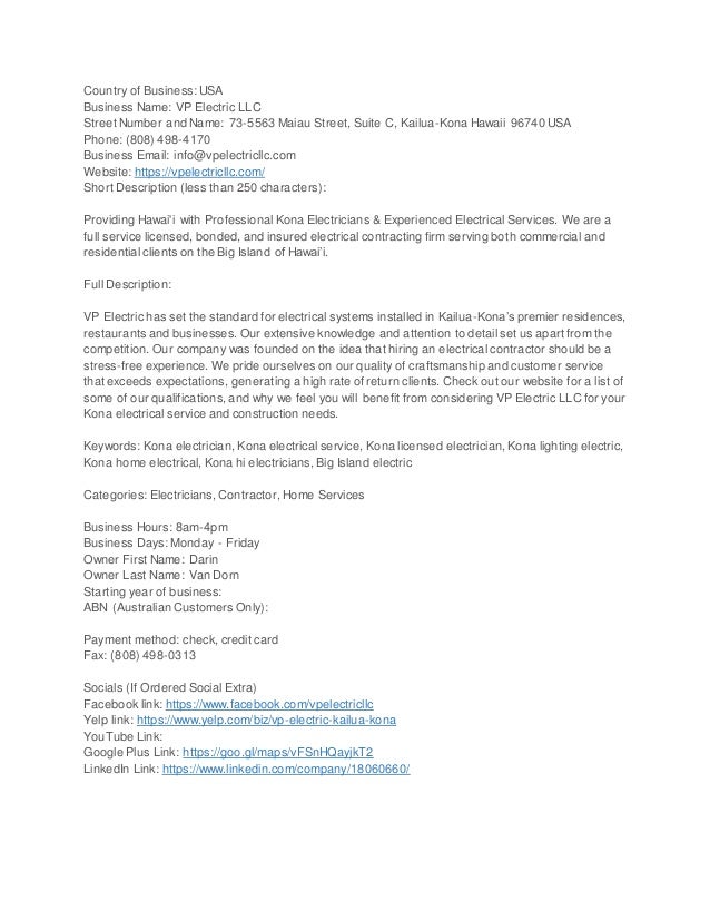 vp electric llc electricians description