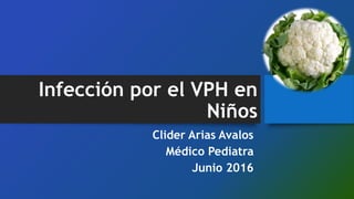 Infección por el VPH en
Niños
Clider Arias Avalos
Médico Pediatra
Junio 2016
 