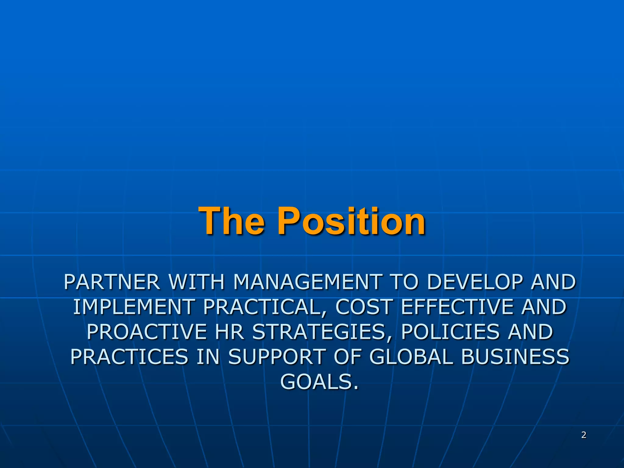 Vp Hr Experience Power Point Presentation