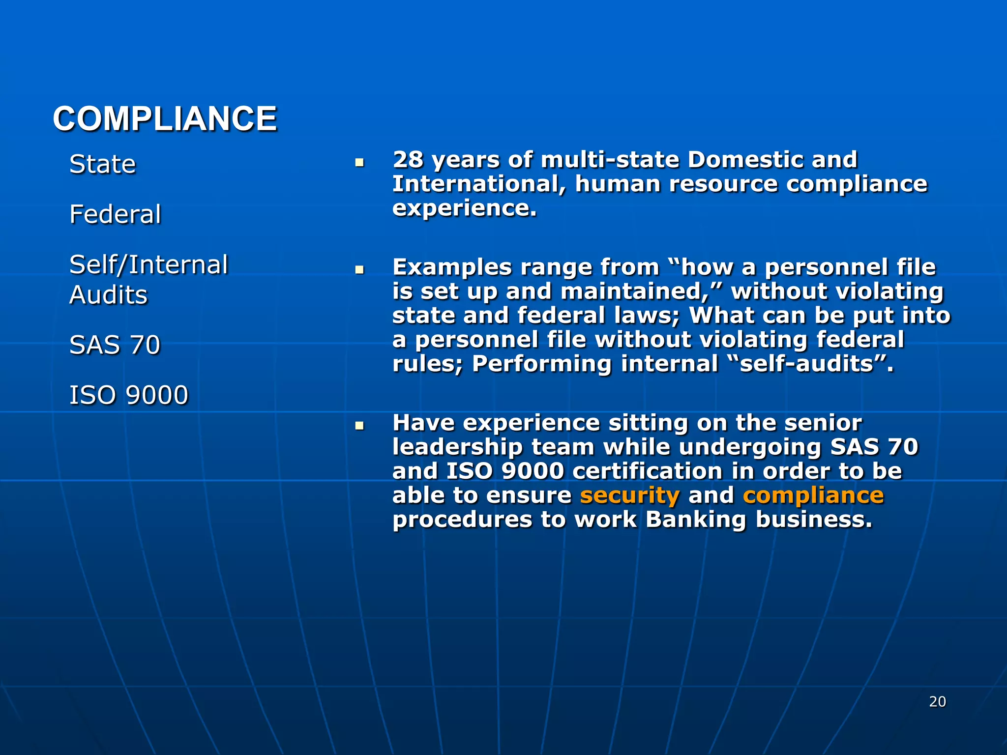 Vp Hr Experience Power Point Presentation