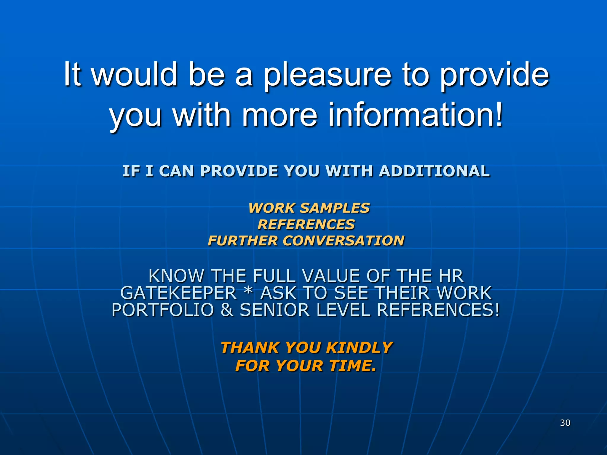 Vp Hr Experience Power Point Presentation