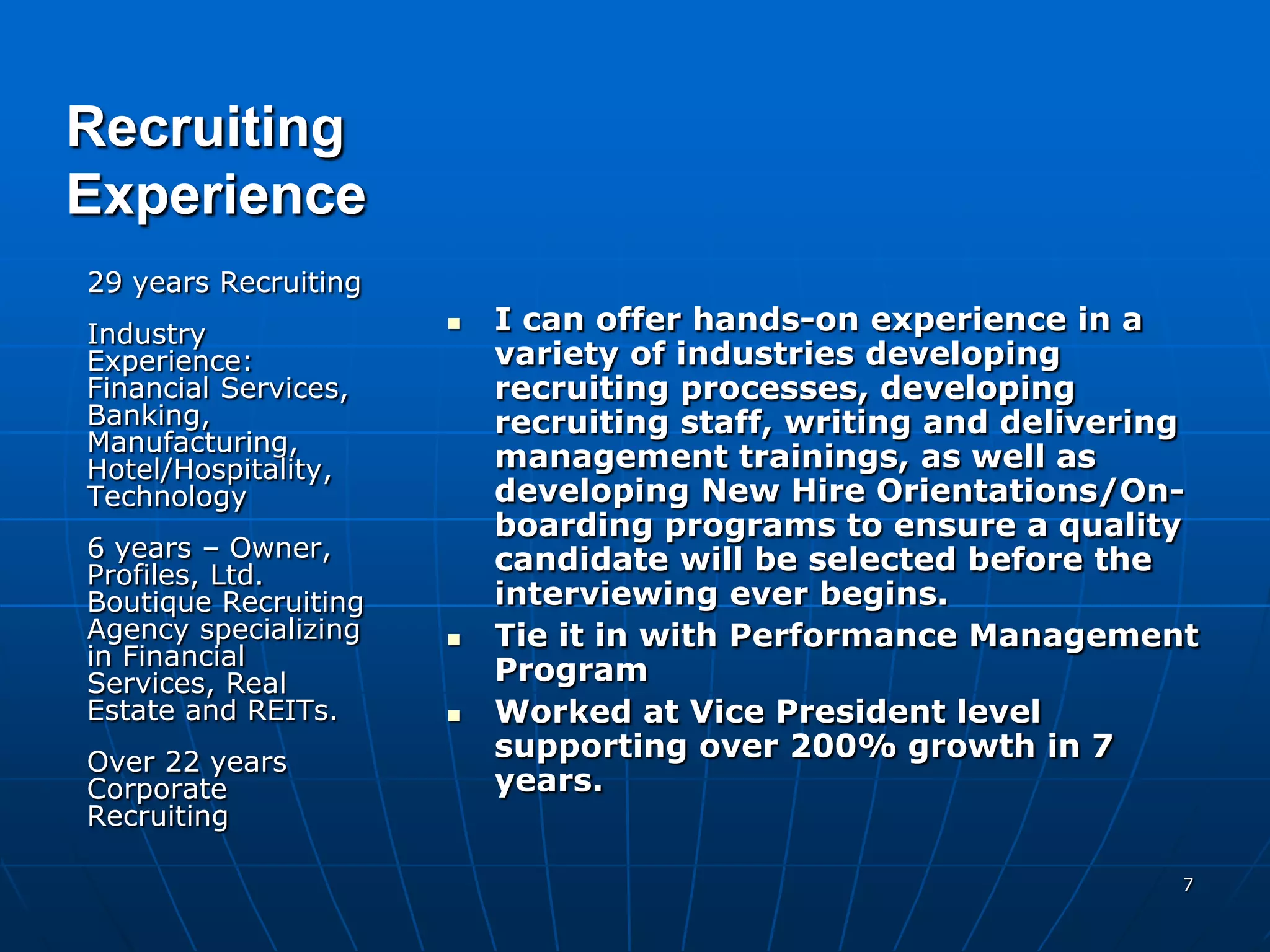 Vp Hr Experience Power Point Presentation