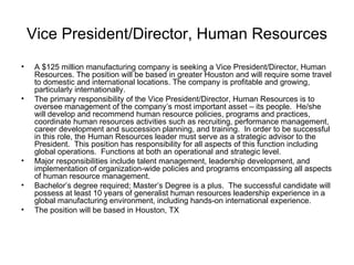 Vice President/Director, Human Resources ,[object Object],[object Object],[object Object],[object Object],[object Object]
