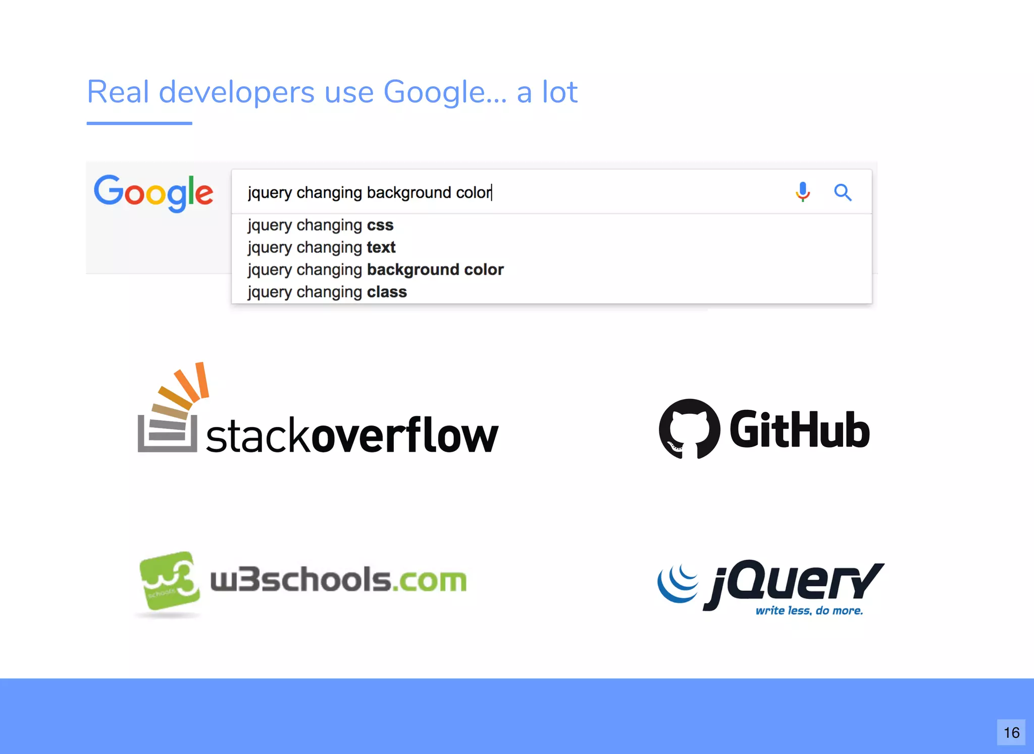 Real developers use Google... a lot
16
 