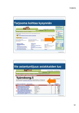 11/29/10
31
Tarjooma kohtaa kysynnän
Vie asiantuntijuus asiakkaiden luo
 