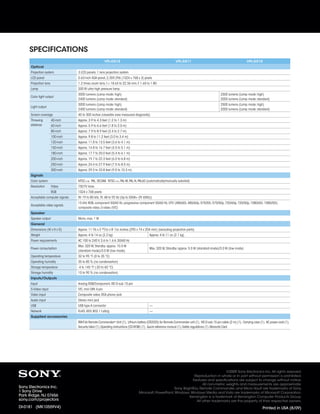 Sony VPL-DX Series Projectors | PDF