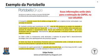 Felipe Pontes
www.contabilidademq.blogspot.com
Exemplo da Portobello
6
Essas informações serão úteis
para a estimação do CAPEX, na
sua valuation
 