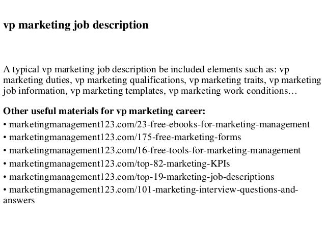 Vp Marketing Job Description