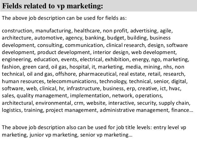 Vp Marketing Job Description
