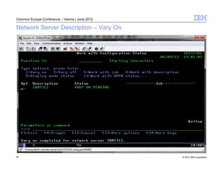 Common Europe Conference – Vienna | June 2012

Network Server Description – Vary On




43                                              © 2012 IBM Corporation
 