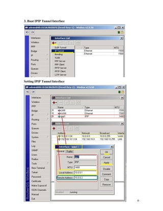 Created By : fery.junaedi@jetcoms.net 6
3. Buat IPIP Tunnel Interface
Setting IPIP Tunnel Interface
 