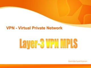 VPN - Virtual Private Network




                                Rosmida Syarif Edvian
 