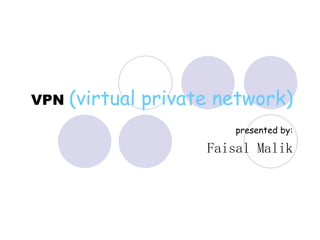 VPN  (virtual private network) presented by: Faisal Malik 