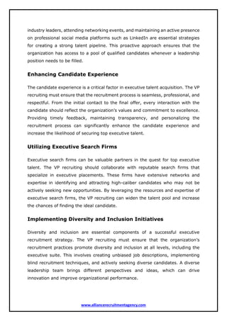 VP Recruiting - Strategies for Executive Talent Acquisition | PDF