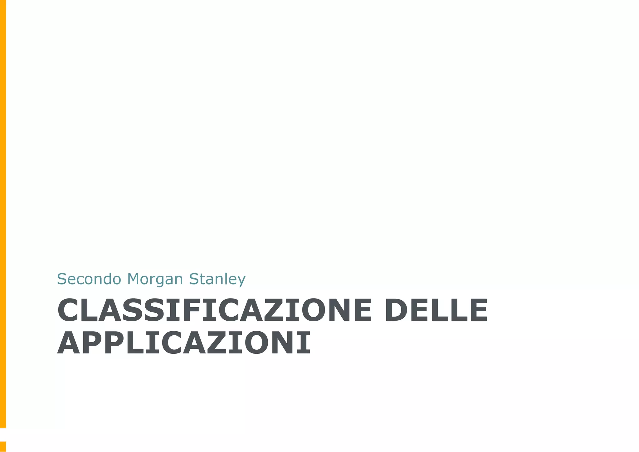 Secondo Morgan Stanley

CLASSIFICAZIONE DELLE
APPLICAZIONI
 