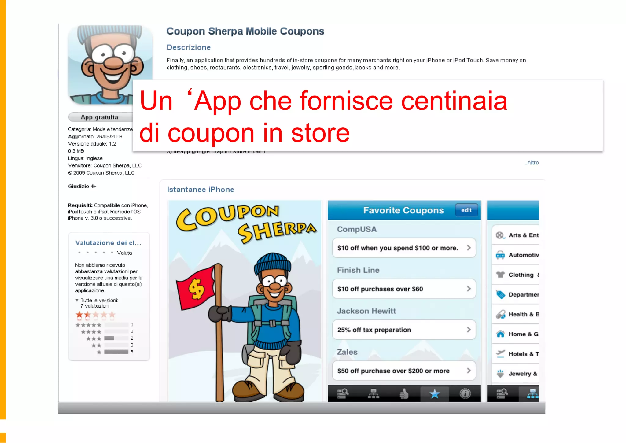Un ‘App che fornisce centinaia
di coupon in store
 