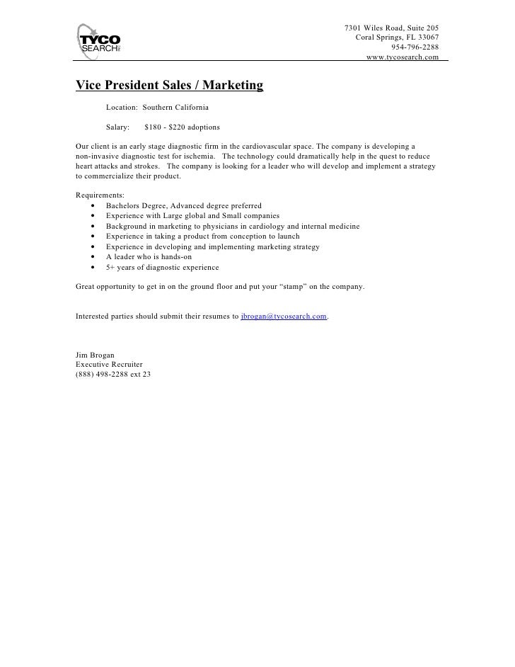 vp sales marketing cardio job description vice president of sales and marketing job description
