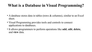 visual programming database and database types and explanation unit 5 ...