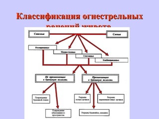 Классификация огнестрельныхКлассификация огнестрельных
ранений животаранений живота
 