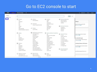1. Go to EC2 console to start
8
 
